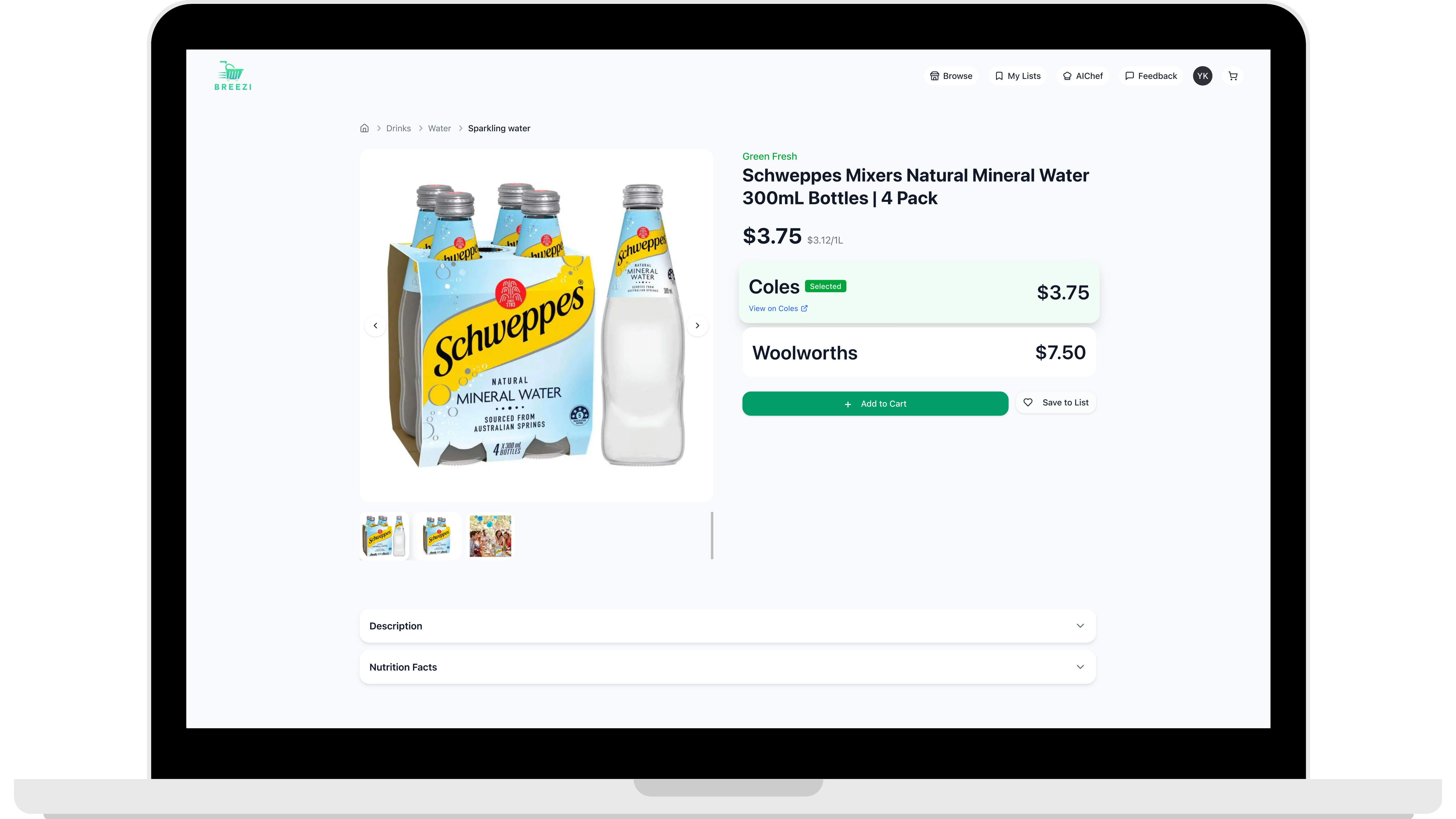 breezi Platform - AI Chef and Price Comparison